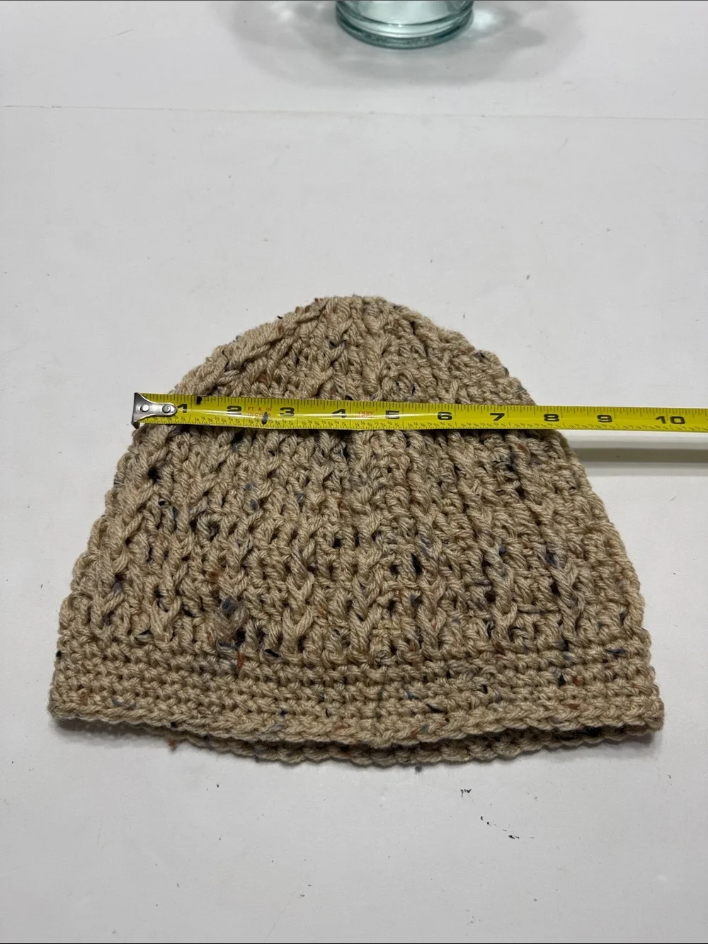 Speckled Beige Crochet Knit Beanie